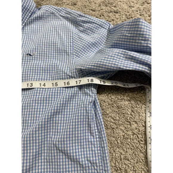 Vineyard Vines Shirt Youth Medium Blue Whale Tucker Button Up Gingham Plaid - Picture 5 of 6